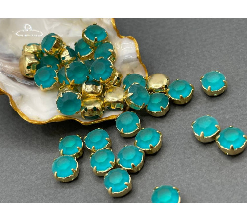 Матовые шатоны ss39 Blue Zircon Matt оправа золото