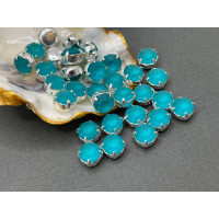 Матовые шатоны ss39 Blue Zircon Matt оправа серебро