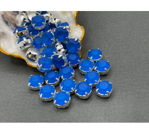 Матовые шатоны ss39 Capri Blue Matt оправа серебро