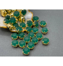 Матовые шатоны ss39 Emerald Matt оправа золото