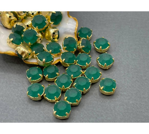 Матовые шатоны ss39 Emerald Matt оправа золото