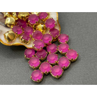 Матовые шатоны ss39 Fuchsia Matt оправа золото
