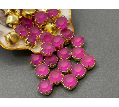 Матовые шатоны ss39 Fuchsia Matt оправа золото