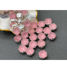 Матовые шатоны ss39 Light Rose Matt оправа серебро