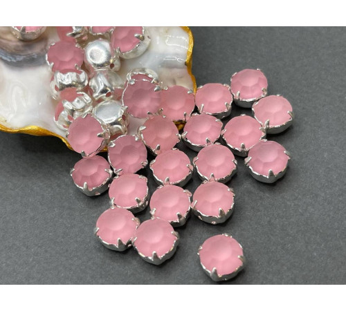 Матовые шатоны ss39 Light Rose Matt оправа серебро