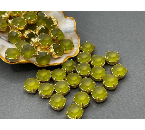 Матовые шатоны ss39 Olivine Matt оправа золото