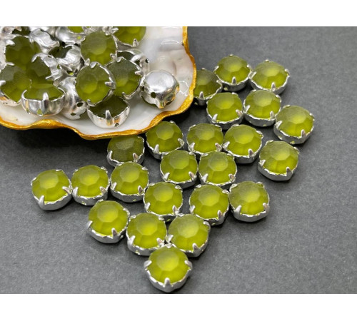 Матовые шатоны ss39 Olivine Matt оправа серебро