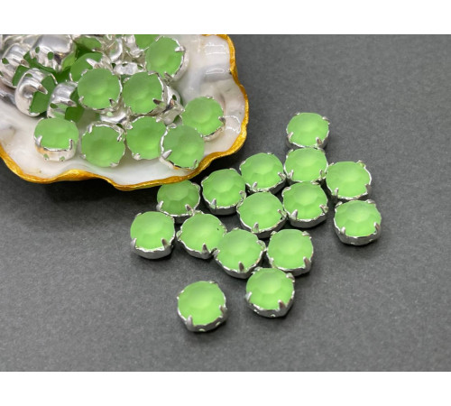 Матовые шатоны ss39 Peridot Matt оправа серебро